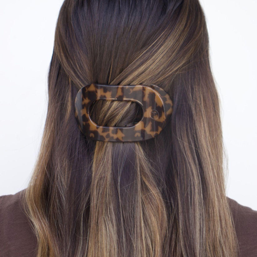 Teleties Tortoise Medium Flat Round Hair Clip
