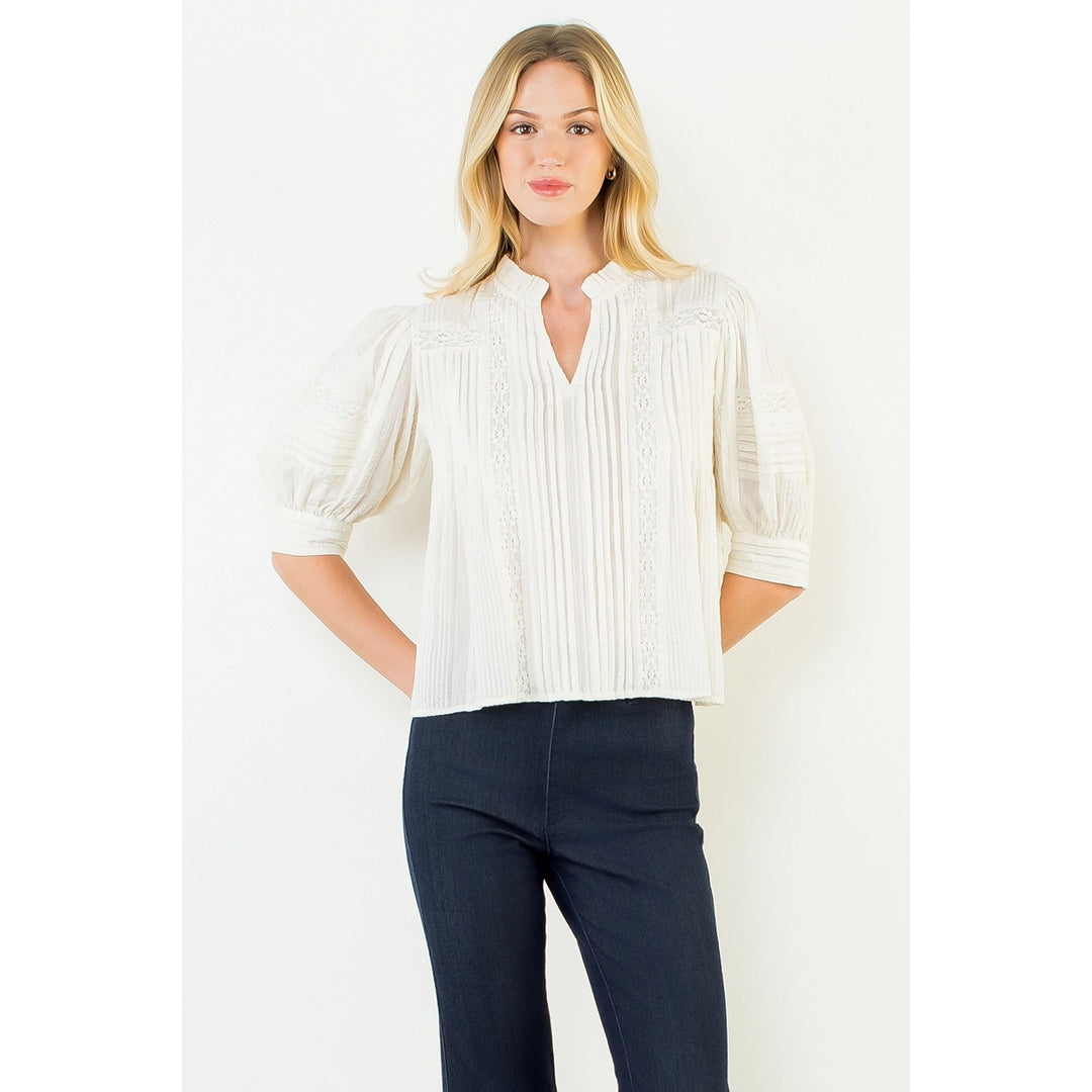 Puff Sleeve Peasant Top | Cream