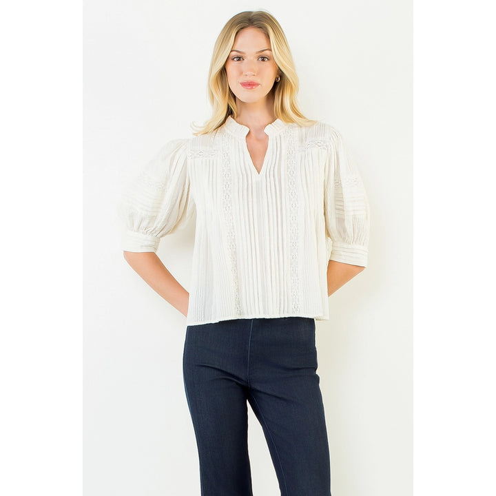Puff Sleeve Peasant Top | Cream