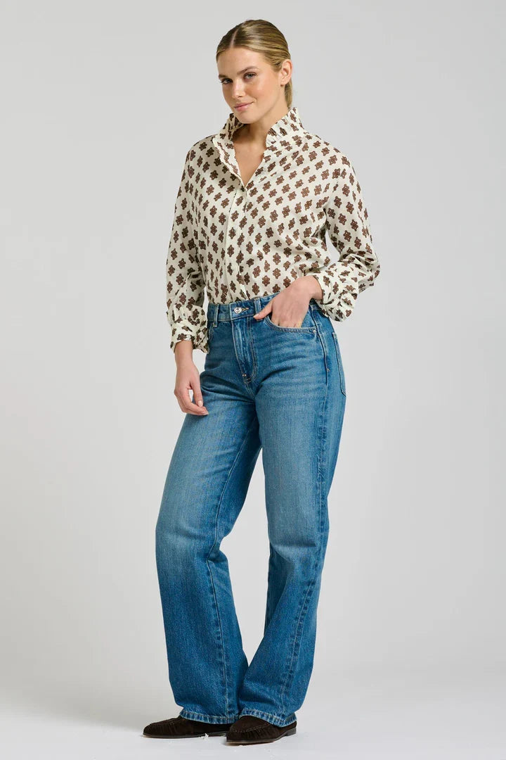 Olivia Classic Frill Collar Shirt | Ivory Diamond Double