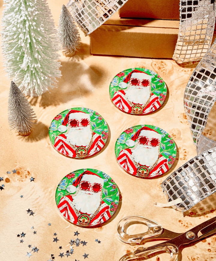 Swanky Santa Acrylic Coaster | Set of 4