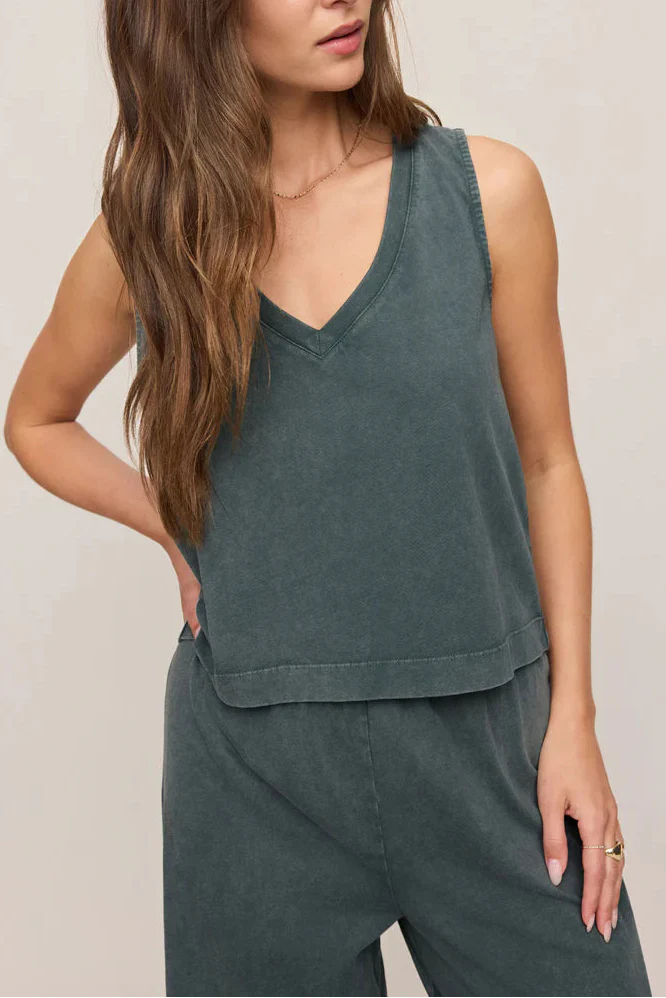Sloane V-Neck Top | Emerald Cove