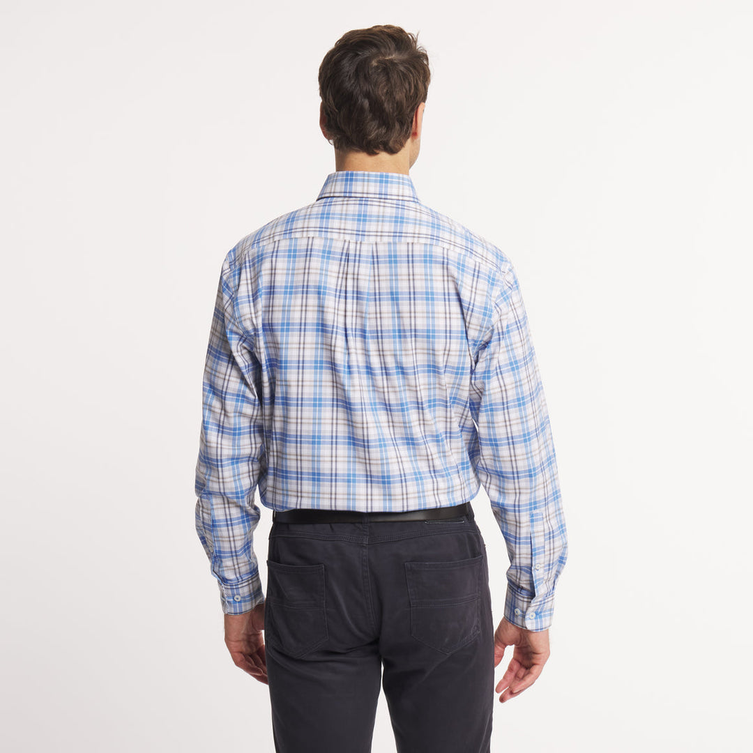 Highlands Lattice Performance Dress Shirt | French Blue &amp; Navy