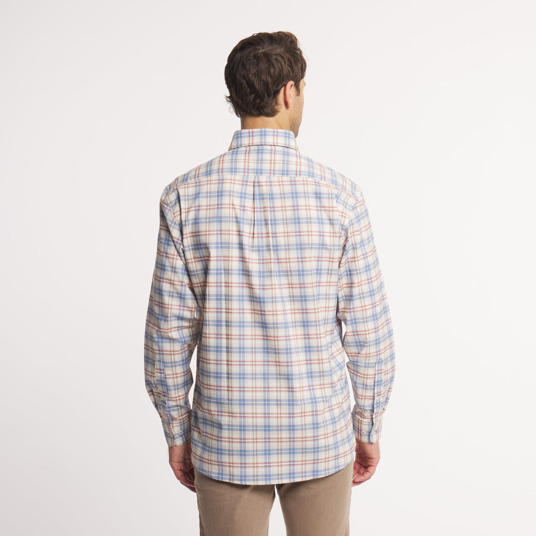 Highlands Lattice Performance Dress Shirt | Slate &amp; Burnt Taupe