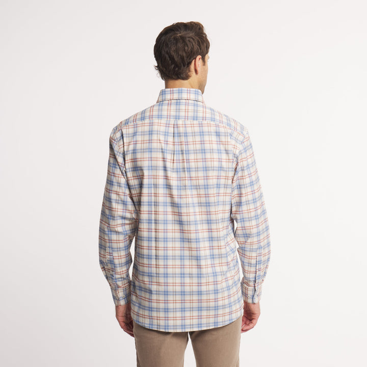 Highlands Lattice Performance Dress Shirt | Slate &amp; Burnt Taupe