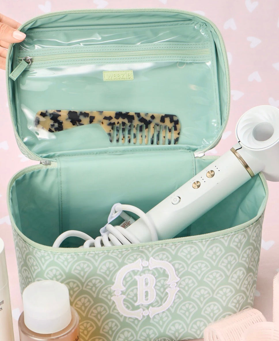 Vanity Case | Green Block Print