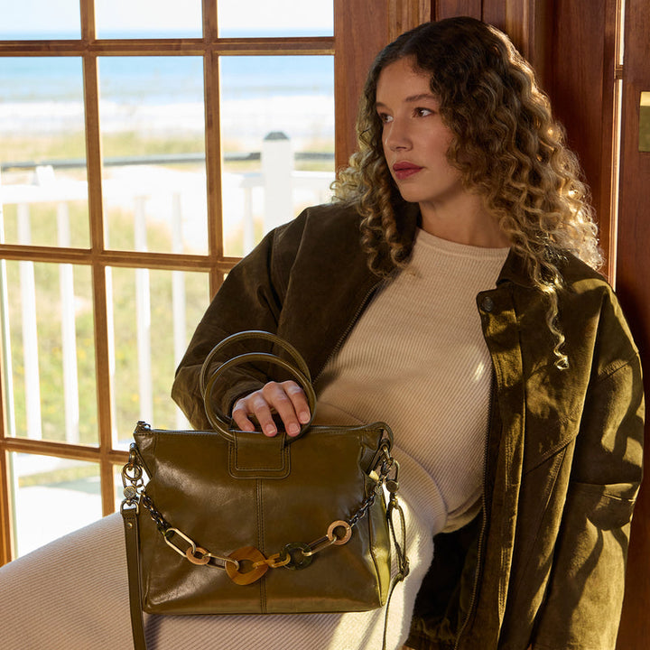 Sheila Medium Satchel with Charm | Olive Veil