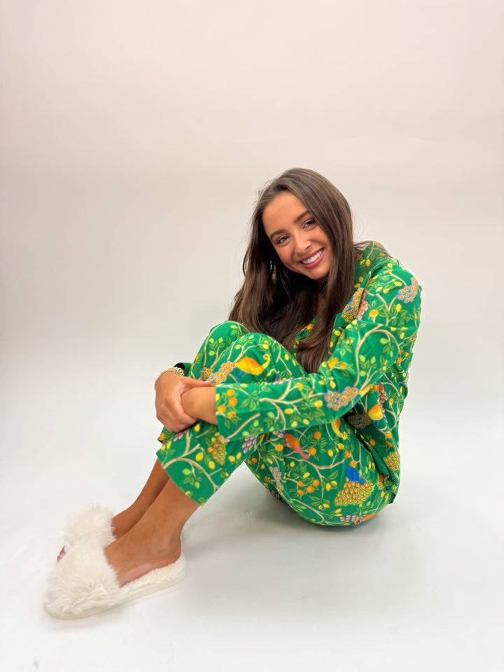 Fearless Peacock | Long Sleeve Pajama set - Green