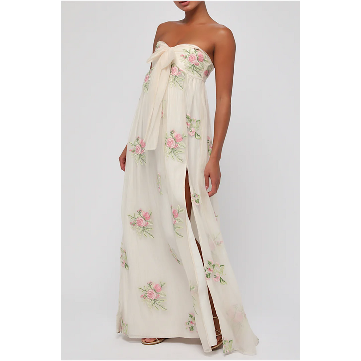 Fiona Floral Embroidery Strapless Dress