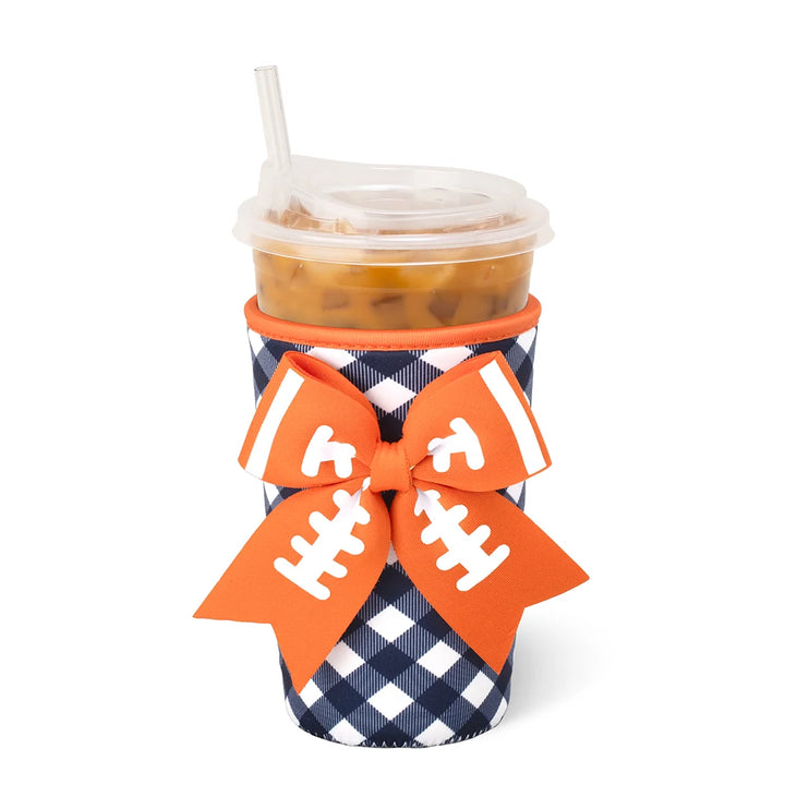 Gameday Gingham Navy + Orange Iced Cup Coolie