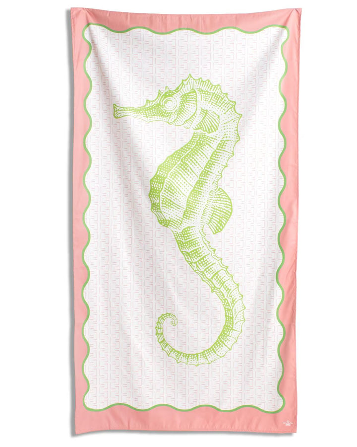 The Royal Standard Seahorse Giant Beach Towel | Pink/Green/White
