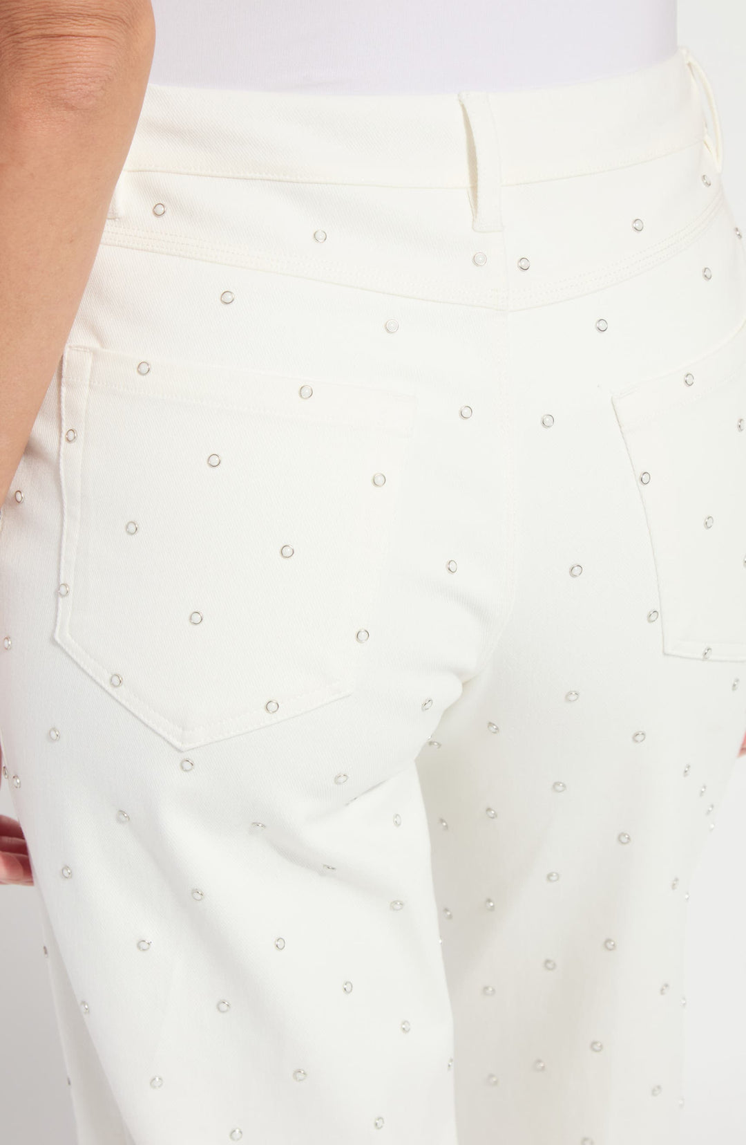 Audrey Pearl Embellished Crop Denim