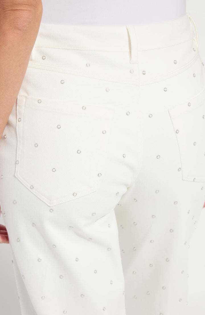 Audrey Pearl Embellished Crop Denim