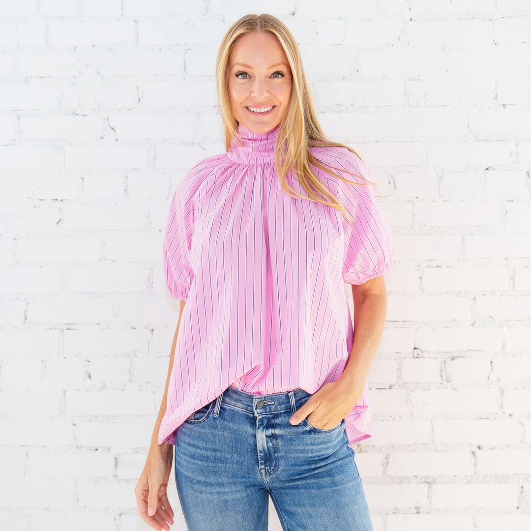 Ryan Bow Top Pink Stripe