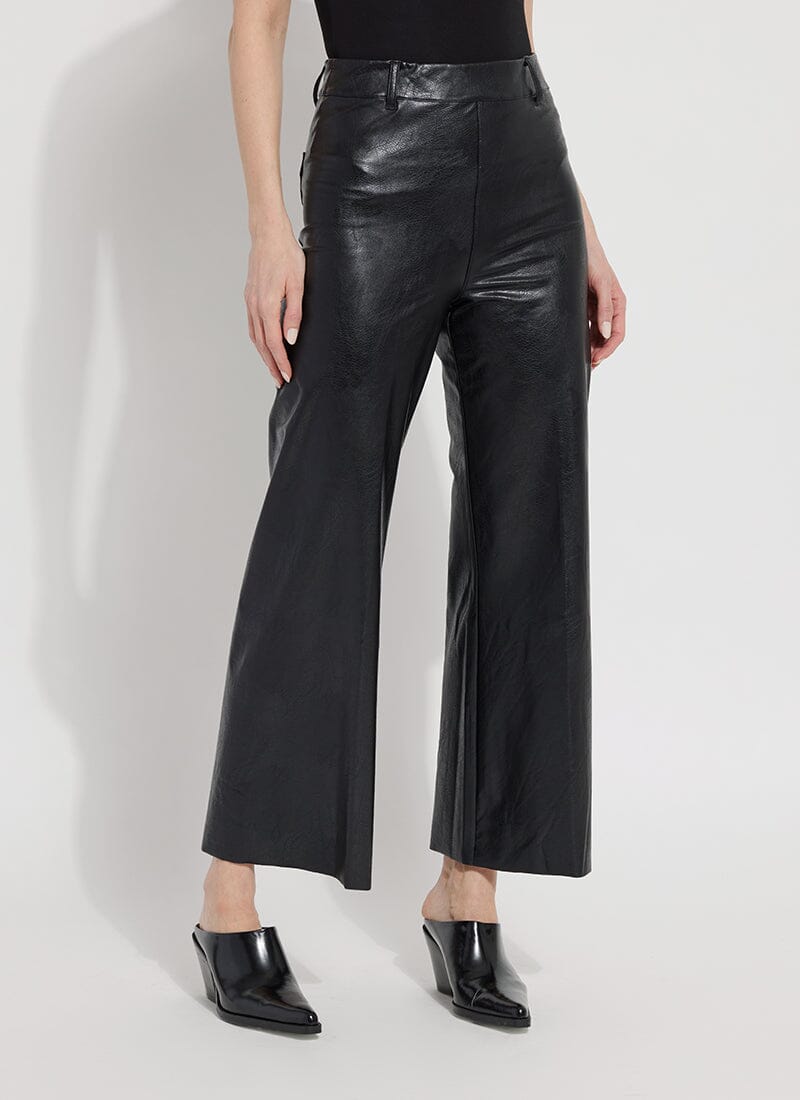 Lysse Hi Waist Vegan Leather Wide Leg | Kohl Black