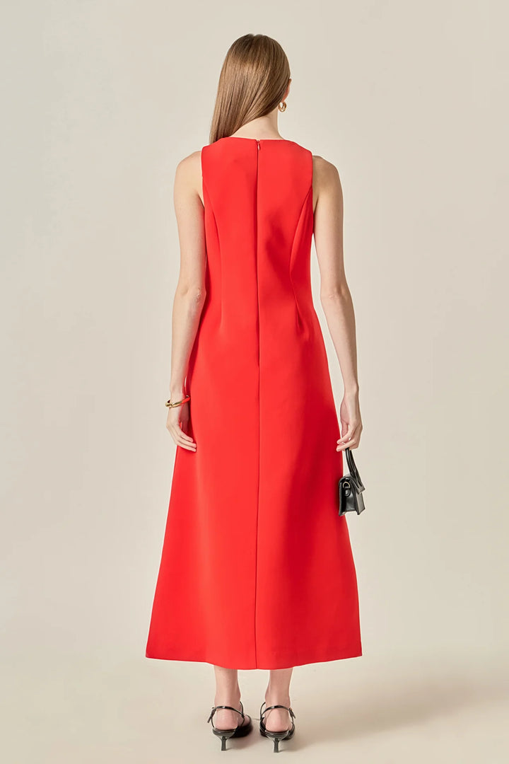 Bow Detailed Sleeveless Midi Dress