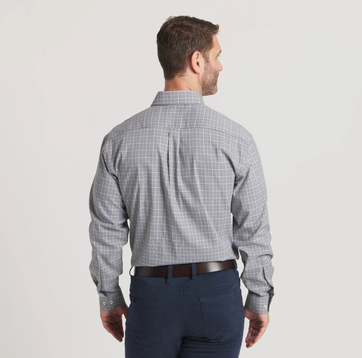 Dyer Performance Gingham Dress Shirt / Navy & Dark Green