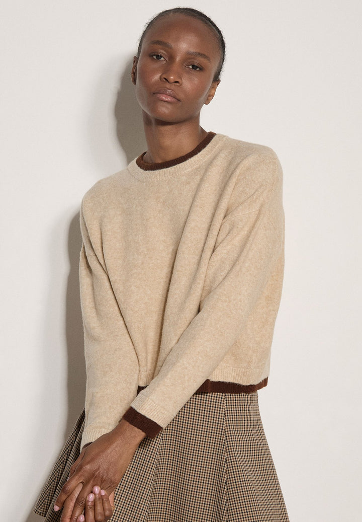 Apricot Contrast Color Layered Oversize Jumper | Stone
