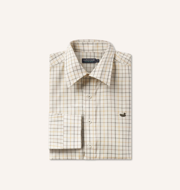 Chateau Windowpane Dress Shirt- Oatmeal and Stone