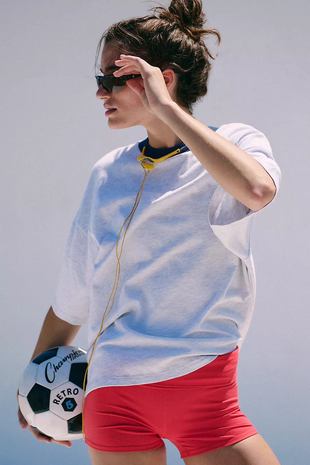 Heather Colorblock Tackle Tee | White Heather Grey
