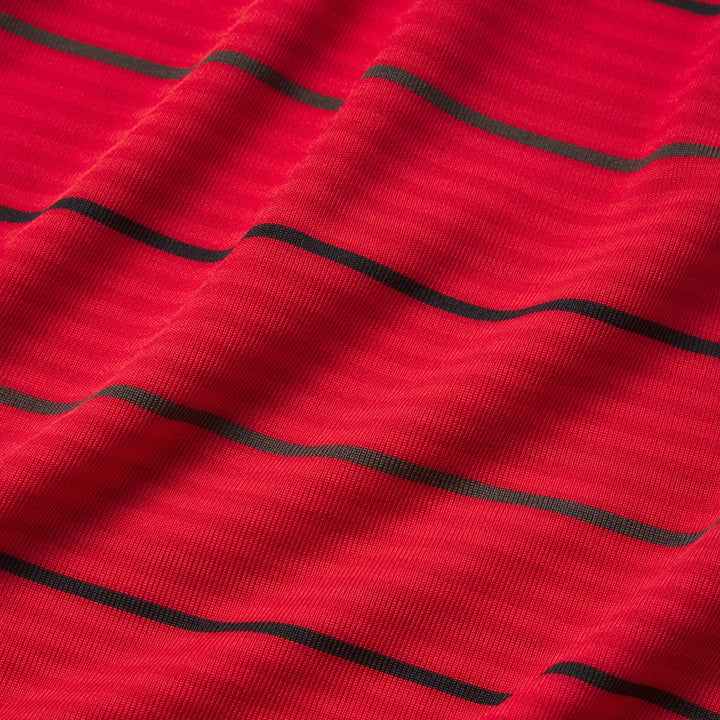 Gridiron Stripe Performance Polo- Red and Charcoal
