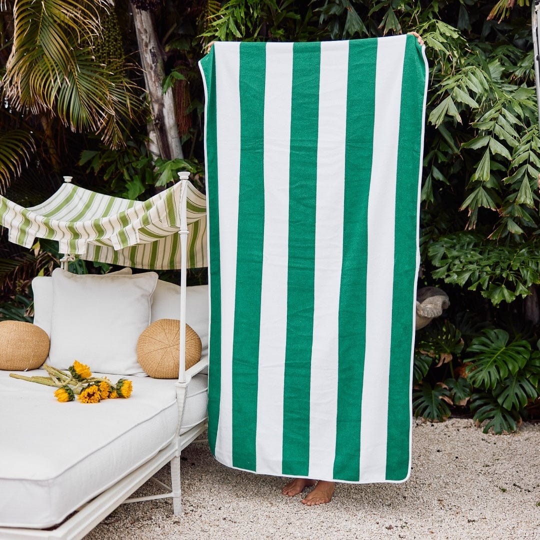Beach Towel | Green Cabana Stripe