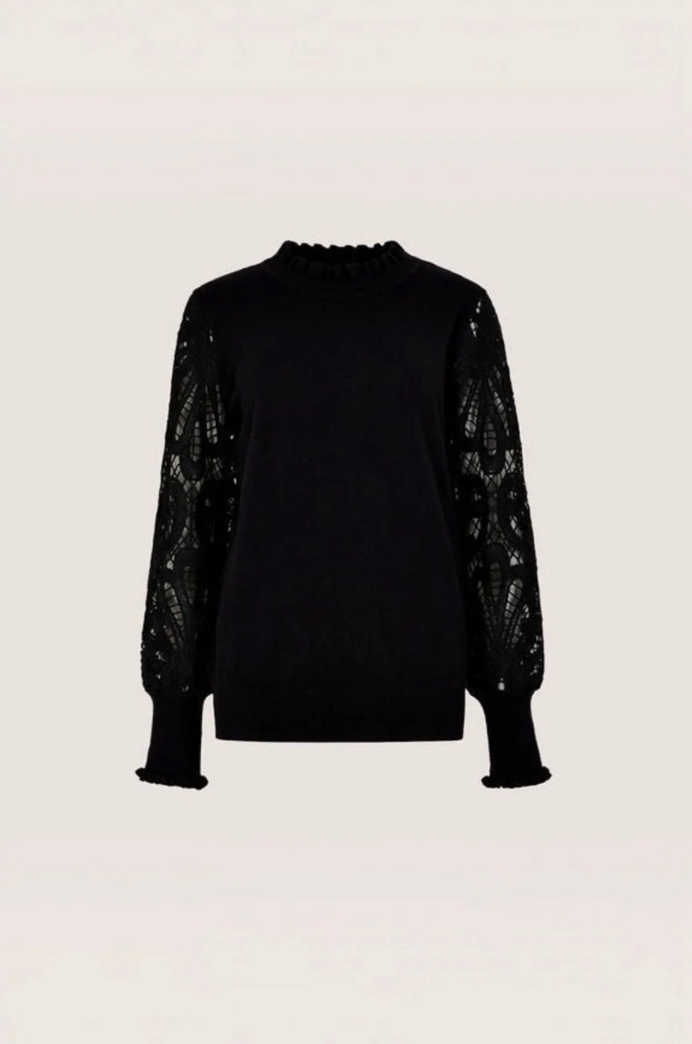 Guipure Lace &amp; Mesh Arm Jumper