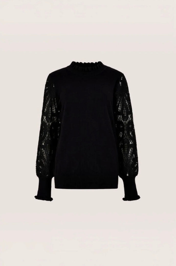 Guipure Lace &amp; Mesh Arm Jumper