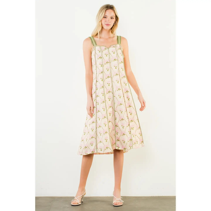 Thin Strap Floral Pattern Dress