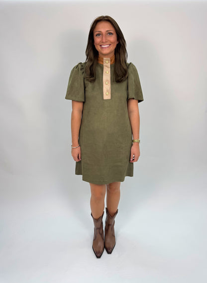 Short Sleeve Suede Dress