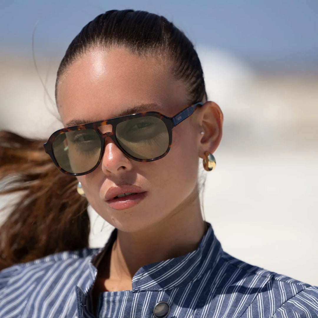 Rio Sunglasses | Dark Tortoise/Green