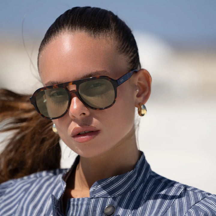 Rio Sunglasses | Dark Tortoise/Green