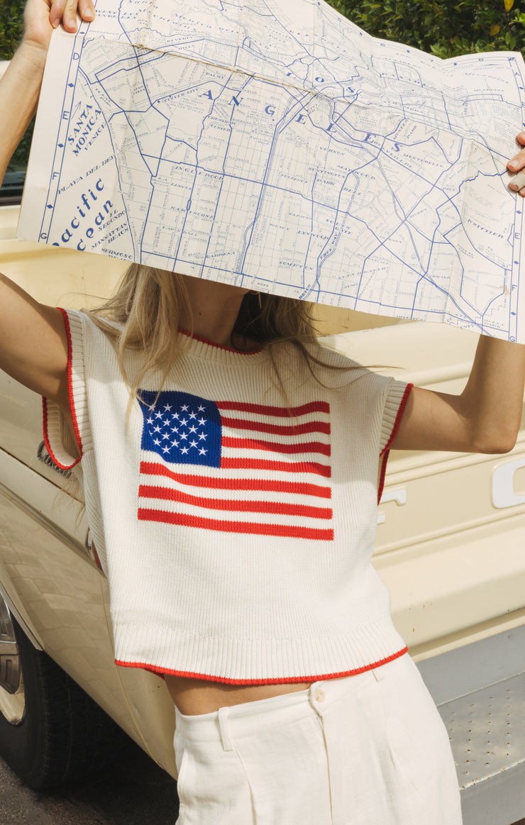 Sleeveless Patriot Sweater | Cloud