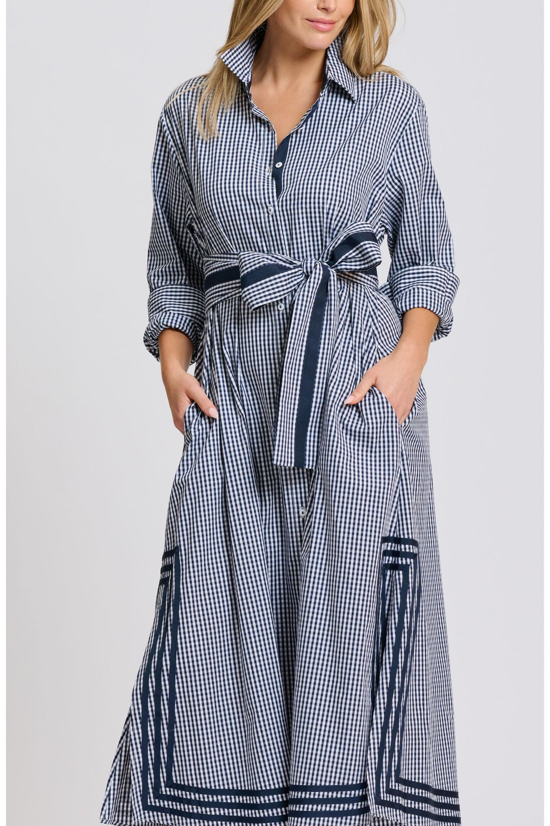 Shirty Pippa Longline Shirt Dress | Navy Gingham