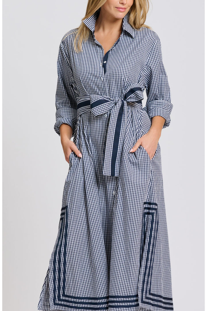Shirty Pippa Longline Shirt Dress | Navy Gingham