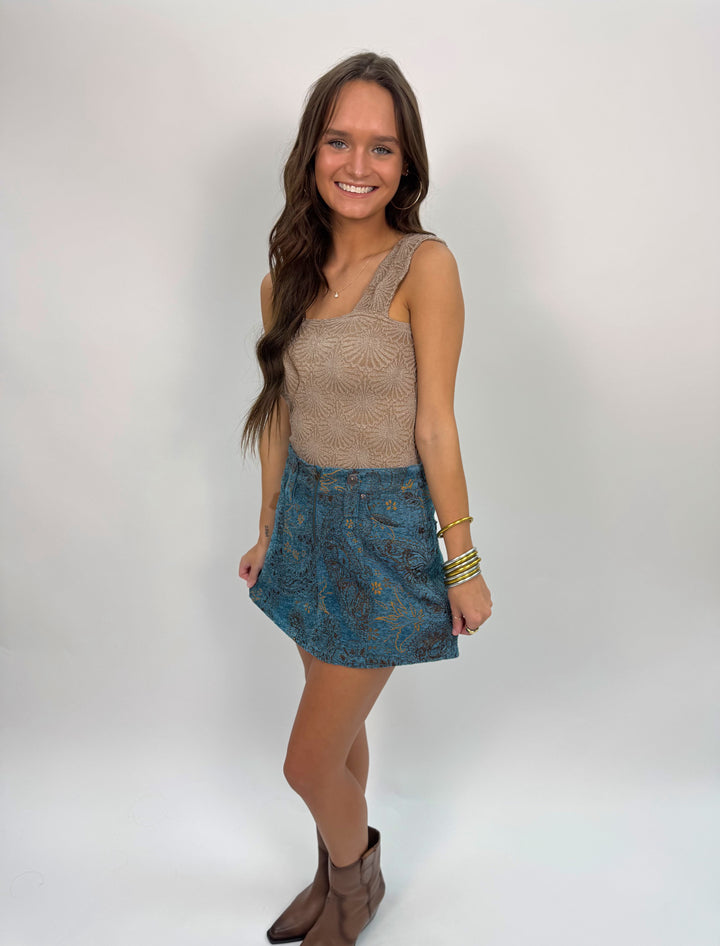 Micah Mini Skirt in Blue Combo