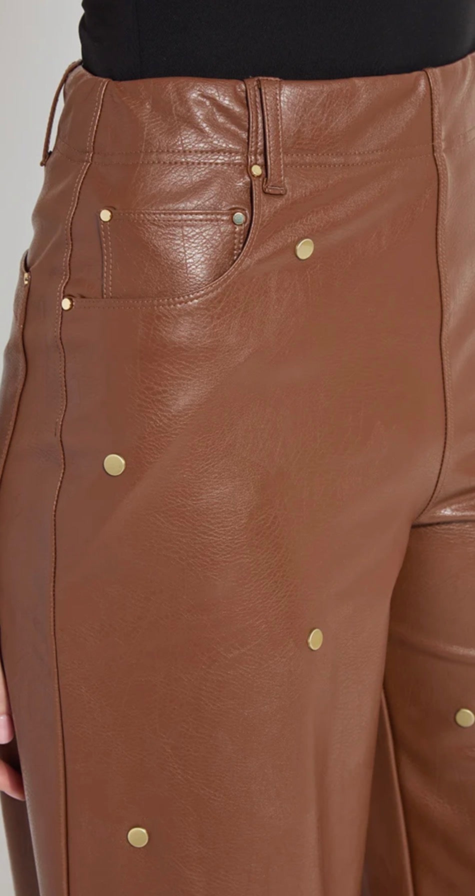 Luanne Studded Vegan Leather Palazzo Pants