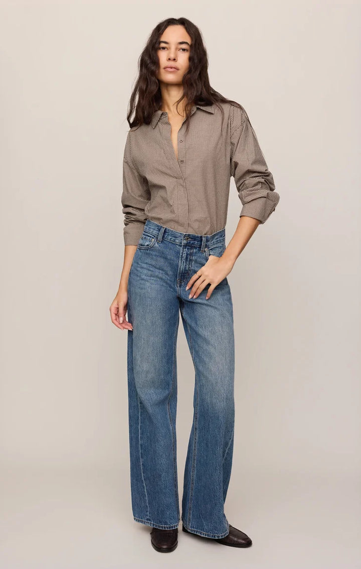 On Duty Gingham Button Up Top