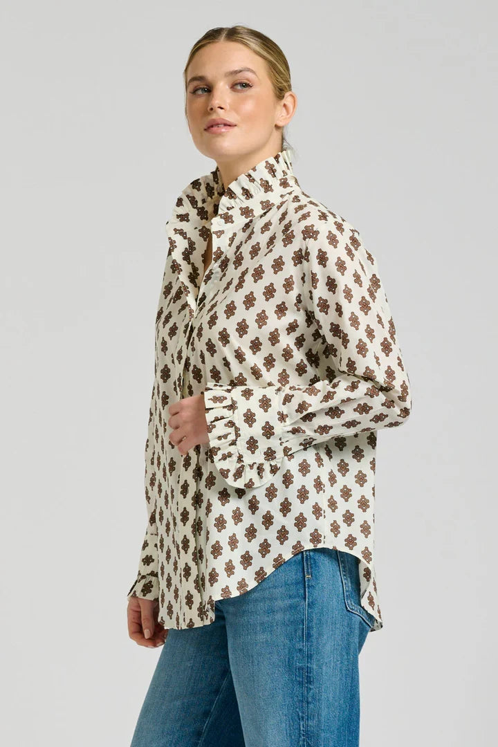 Olivia Classic Frill Collar Shirt | Ivory Diamond Double