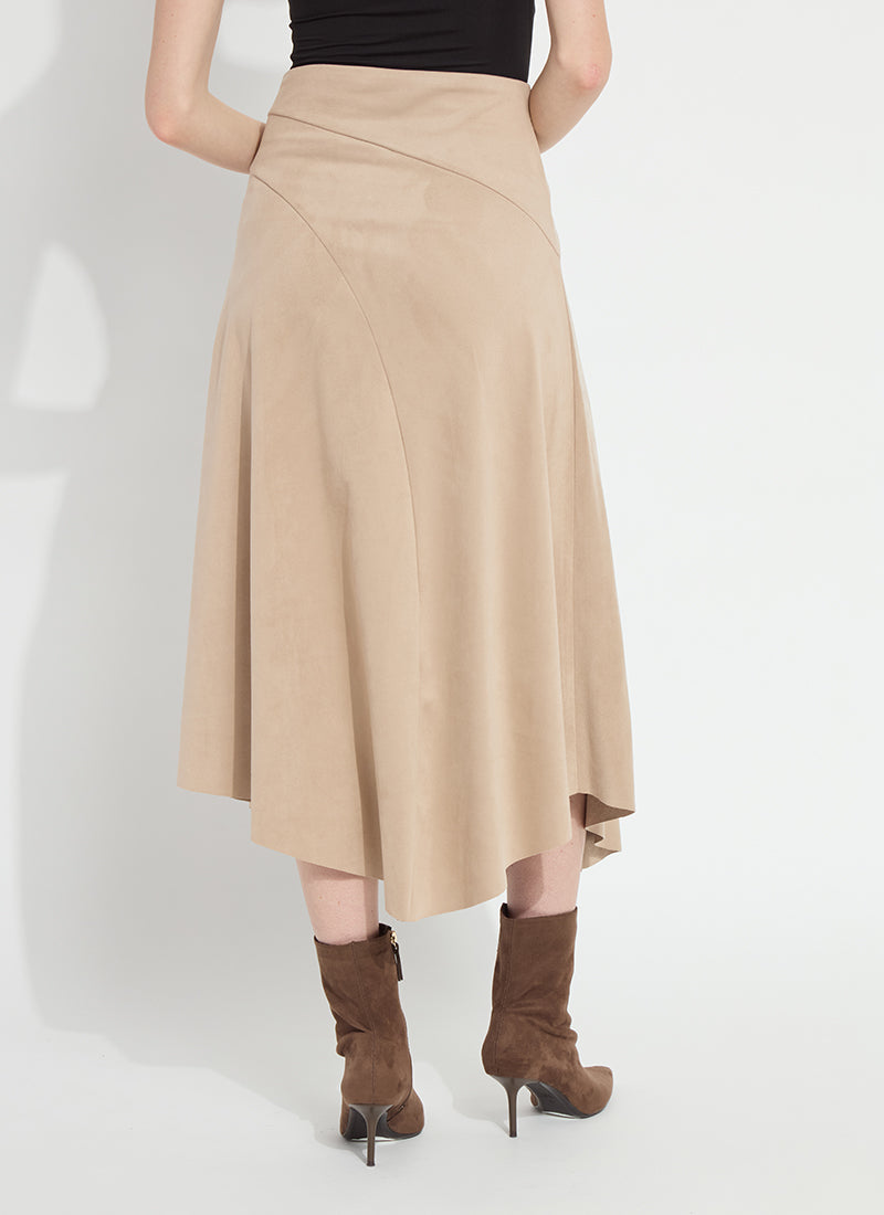 Azalea Asymmetric Hem Vegan Suede Skirt | Salted Caramel