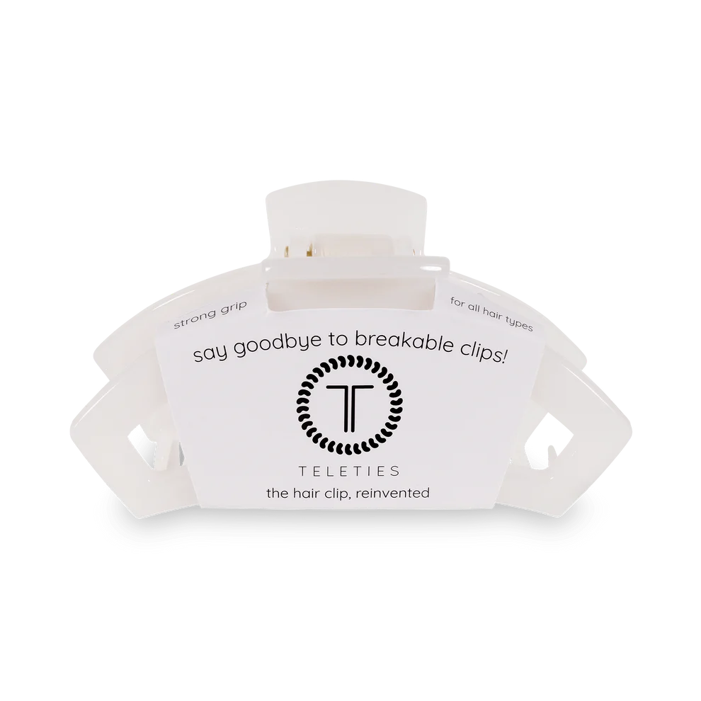 Teleties Open Small Hair Clip Coconut White