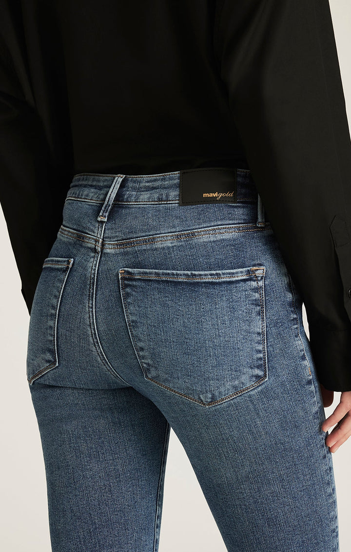 Kendra Mid Brushed Gold Premium Denim