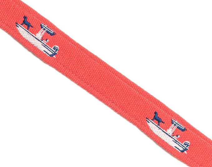 Skiff Dogs Coral Embroidered Belt*