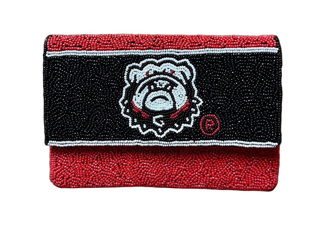 La Chic Georgia Bulldogs Beaded Mini Bag with Chain