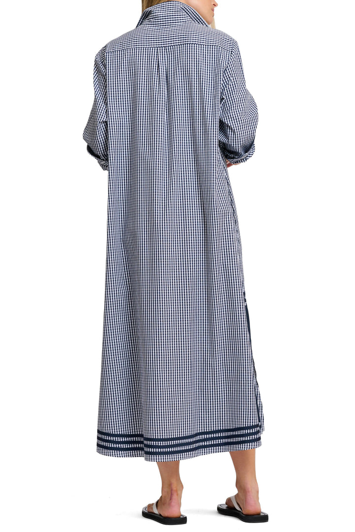 Pippa Longline Shirt Dress | Navy Gingham