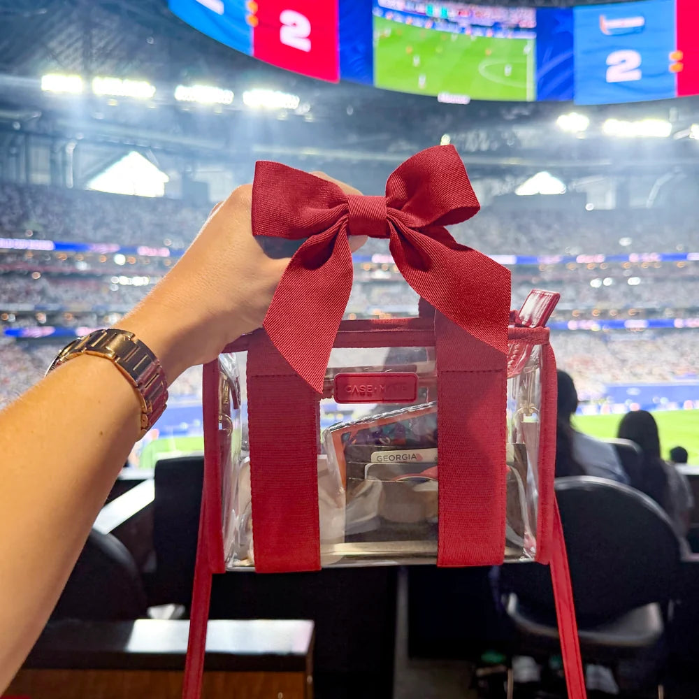 Stadium Tote with Strap | Varsity Red Bow