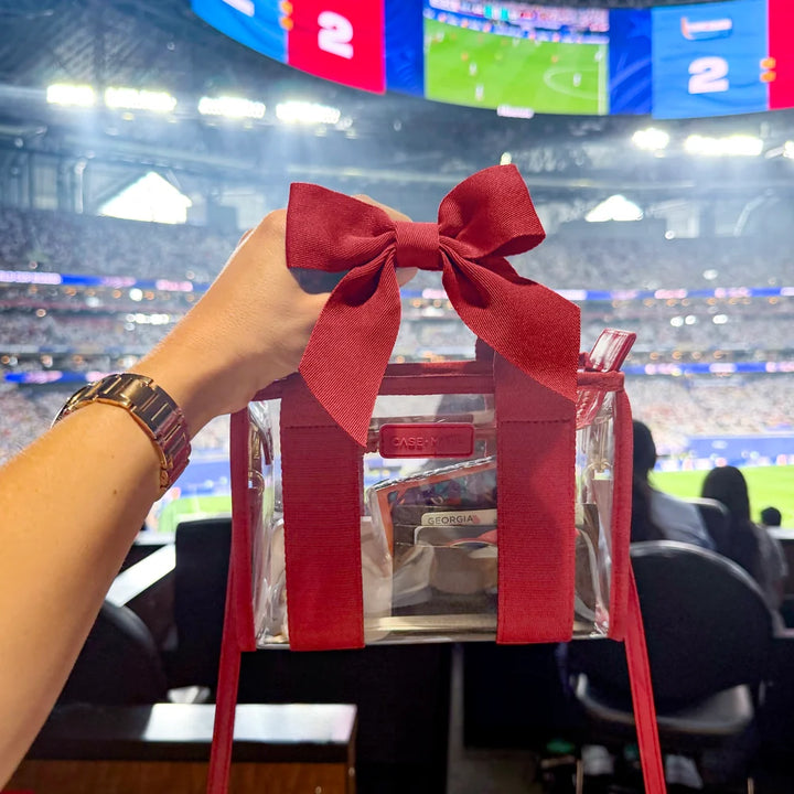 Stadium Tote with Strap | Varsity Red Bow