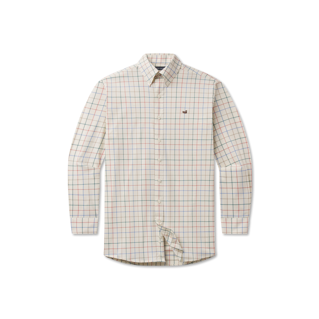 Lockhart Windowpane Performance Dress Shirt | Burnt Orange &amp; Tan
