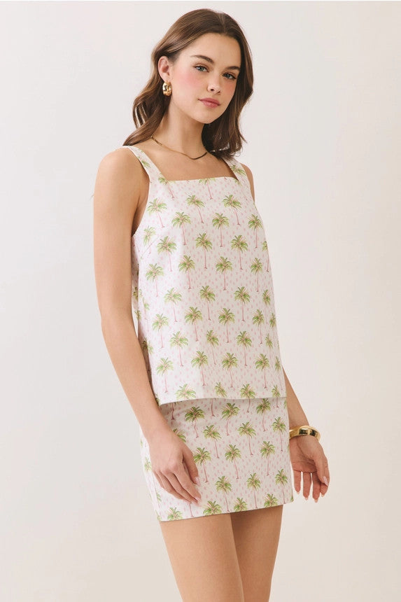 Aloha Palm Tree Tank | Pink and Green