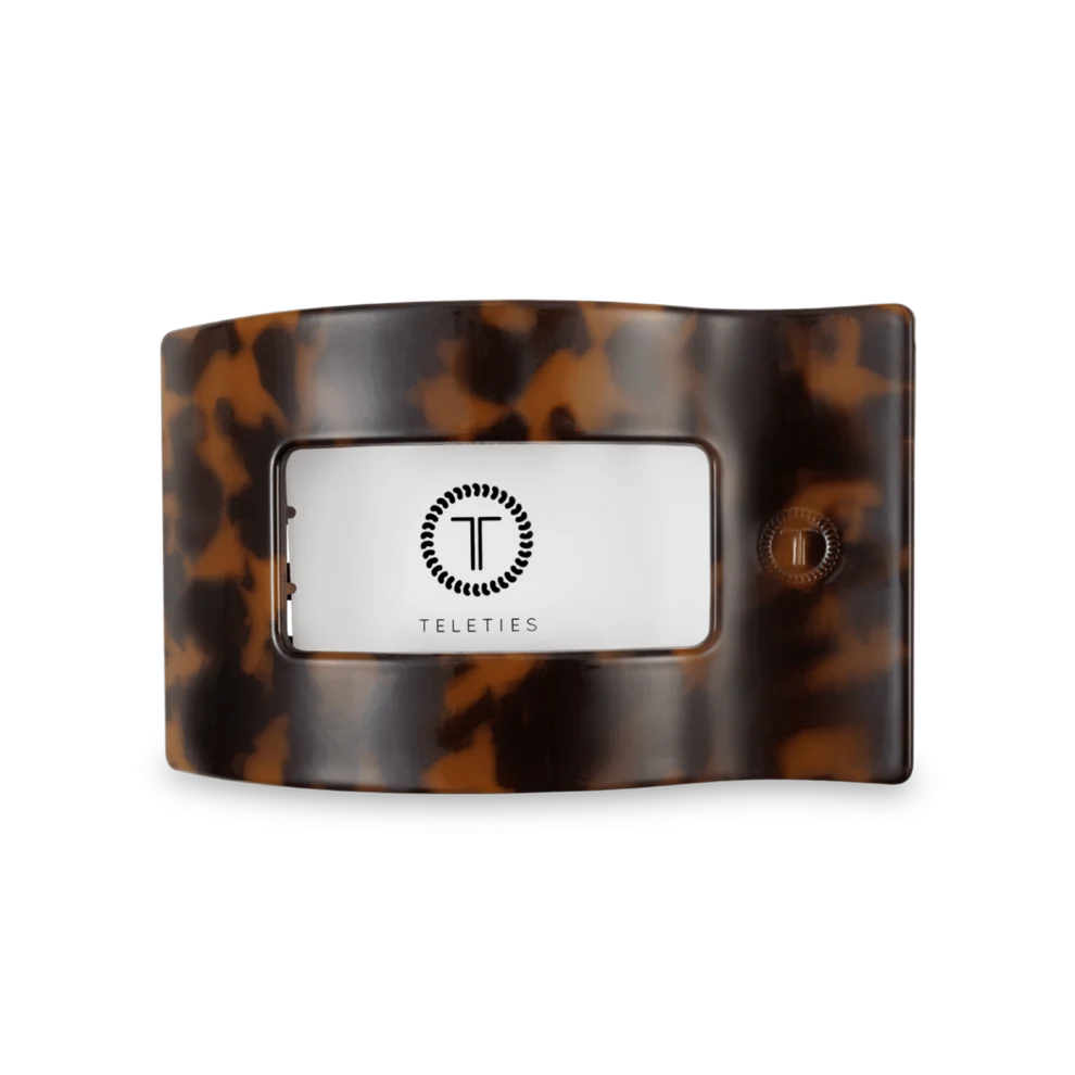 Teleties Flat Rectangle Medium Clip Tortoise